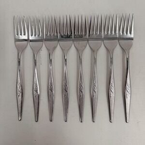 Community Stainless Steel Dinner Forks 8 Piece Leaf Handle Silverware Flatware